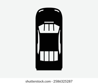 Car Top View Sedan Sportscar Race Racing Motorsport On Top Above Vehicle Automobile Shape Outline Icon Black White Symbol Sign Graphic Illustration Vector