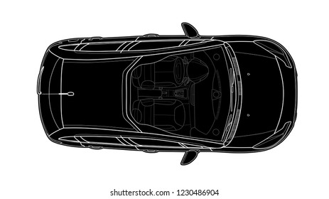 Car from top view vector. Flat design auto.