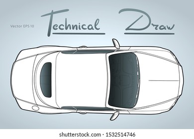 Car from top view vector. Flat design auto.