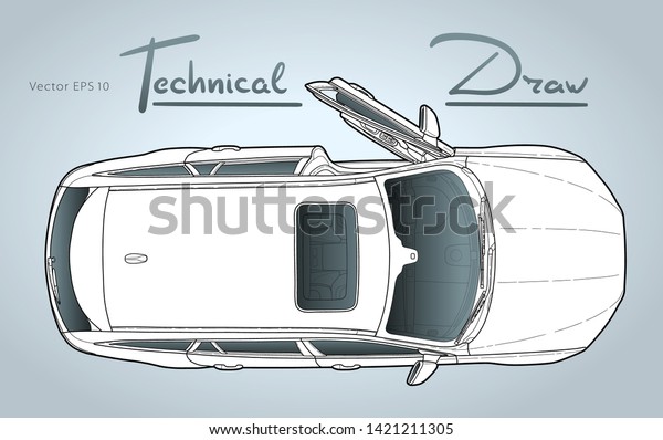 Car from top view
vector. Flat design auto.