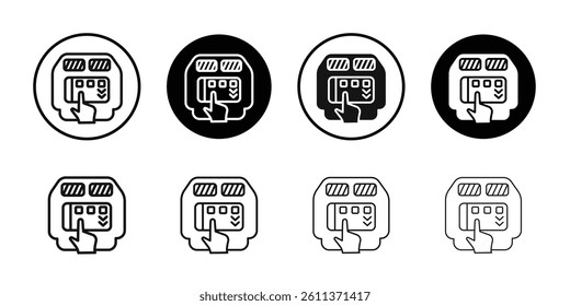 Car with touchscreen display icon Flat art illustration in outline