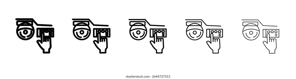 Carro com ícone de tela sensível ao toque ícone de ilustração plana logotipo conjunto