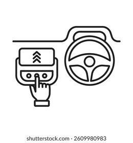 Car with touchscreen display icon Line Art Logo set