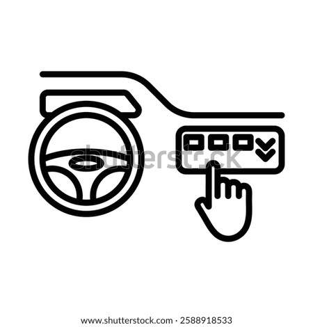 Car with touchscreen display icon Outline vector symbol sign