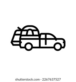 car tourist tent vacation line icon vector. car tourist tent vacation sign. isolated contour symbol black illustration