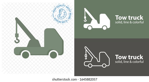 Icono de remolque de camión plano. icono de línea
