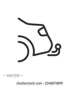 car tow hitch icon, coupling trailer ball, towbar, thin line symbol on white background - editable stroke vector illustration