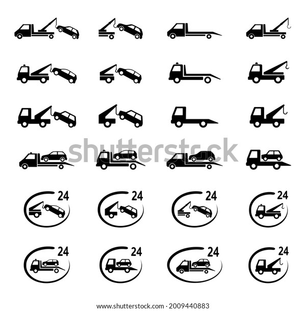 car tow icons on white
background