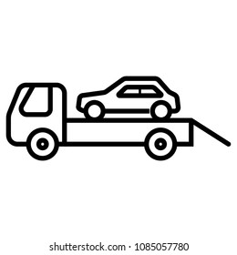 car tow service, 24 hours, truck , solated icon on white background, auto service, car repair