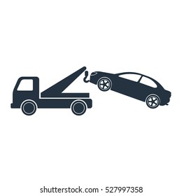 car tow service, 24 hours, truck , solated icon on white background, auto service, car repair