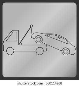 car tow service, 24 hours, truck , solated icon on white background, auto service, car repair