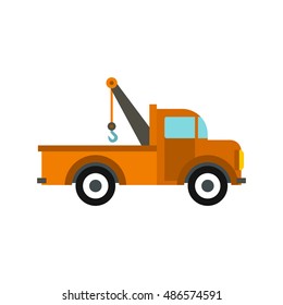 Car tow truck icon in flat style isolated on white background. Transport symbol vector illustration