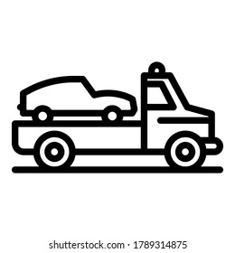Car tow truck icon. Outline car tow truck vector icon for web design isolated on white background
