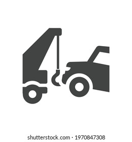 Car Tow Vehicle Icon Black and White Vector Graphic