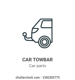 Car towbar outline vector icon. Thin line black car towbar icon, flat vector simple element illustration from editable car parts concept isolated on white background