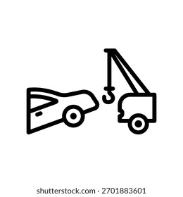 Icono del remolque del coche, gráficos del Vector de línea