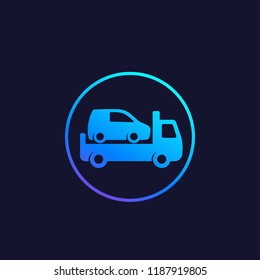 Car towing truck icon in circle