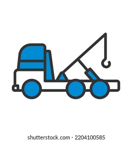 Car Towing Truck Icon. Editable Bold Outline With Color Fill Design. Vector Illustration.