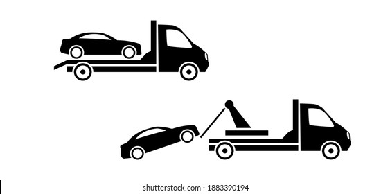 Car towing truck icon on white background. Stock icon