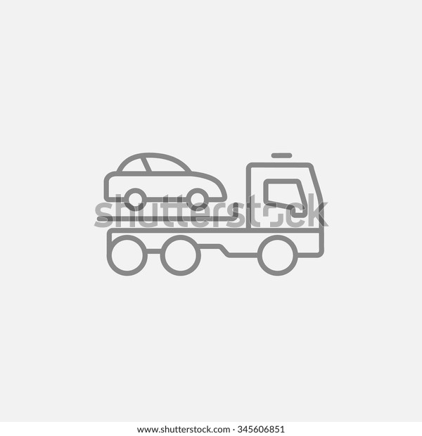 Car\
towing truck line icon for web, mobile and infographics. Vector\
dark grey icon isolated on light grey\
background.