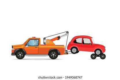 Car Towing Truck Service Illustration with towing truck and car. Towing car vector stock.
car tow service, 24 hours, truck , solated icon on white background, auto service, 