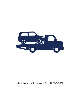 Car towing truck vector icon on white