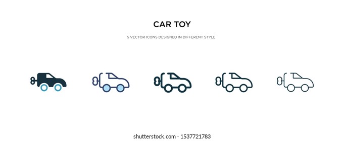 car toy icon in different style vector illustration. two colored and black car toy vector icons designed in filled, outline, line and stroke style can be used for web, mobile, ui
