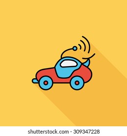 Car toy icon. Flat vector related icon with long shadow for web and mobile applications. It can be used as - logo, pictogram, icon, infographic element. Vector Illustration.