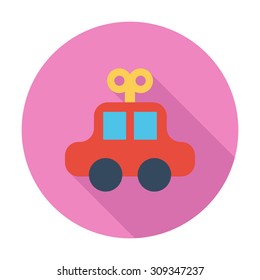 Car toy icon. Flat vector related icon with long shadow for web and mobile applications. It can be used as - logo, pictogram, icon, infographic element. Vector Illustration.