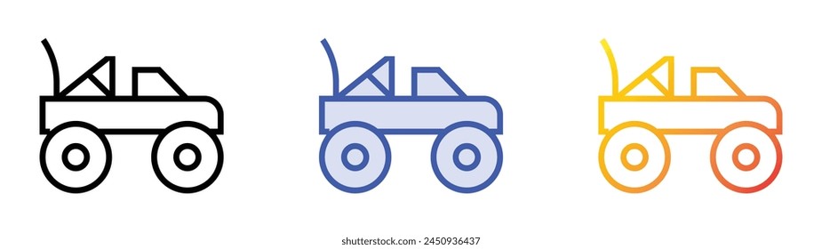 car toy icon. Linear, Blue Fill and Gradient Style Design Isolated On White Background