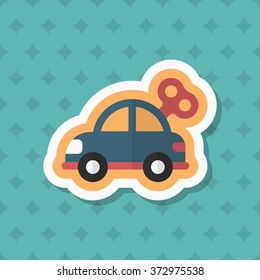 Car toy icon , Vector flat long shadow design. Children's toys concept.