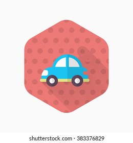 Car toy icon , Vector flat long shadow design. Children's toys concept.
