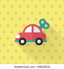Car toy icon , Vector flat long shadow design. Children's toys concept.