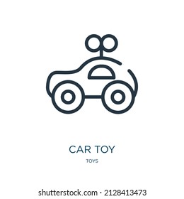 car toy thin line icon. toy, car linear icons from toys concept isolated outline sign. Vector illustration symbol element for web design and apps.