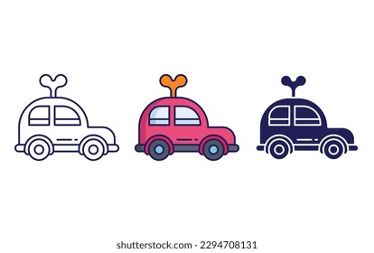 car toys line and solid illustration icon