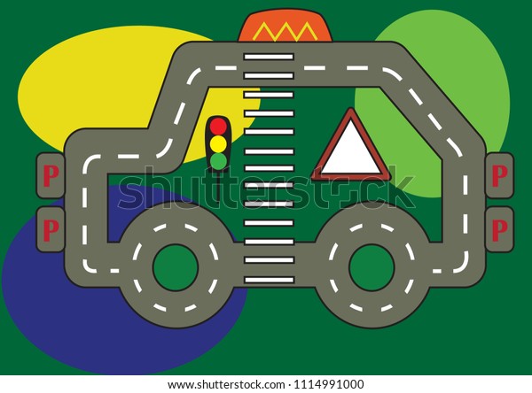 Car Track Play Mat Children Activity Stock Vector Royalty Free