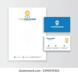 Car Tracking  logo, Letterhead, Business Card, eps
