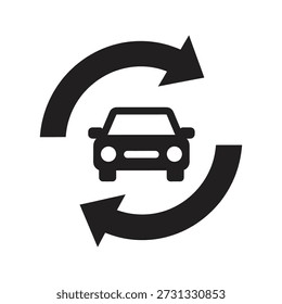 Car trade icon vector illustration showing vehicle refresh arrows exchange rotate cycle update renew replace concept isolated white background design element