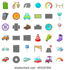 Car traffic icons set. Cartoon style of 36 car traffic vector icons for web isolated on white background