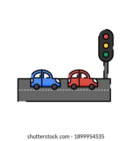 Car and the traffic light illustration. Easy to edit with vector file. Can use for your creative content. Especially about transportation.