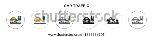 Car\
traffic signal icon in filled, thin line, outline and stroke style.\
Vector illustration of two colored and black car traffic signal\
vector icons designs can be used for mobile, ui,\
web
