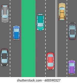 Car traffic. Two parallel roads. Autobahn. Infographics.
