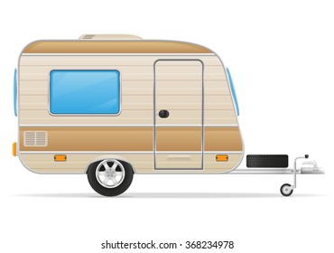 car trailer caravan mobil home vector illustration isolated on white background