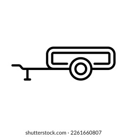 Car trailer icon. Black contour linear silhouette. Side view. Editable strokes. Vector simple flat graphic illustration. Isolated object on a white background. Isolate. svg