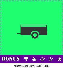 Car trailer icon flat. Simple vector symbol and bonus icon