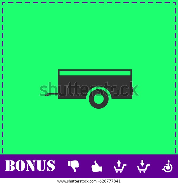 Car trailer icon flat. Simple vector symbol and\
bonus icon
