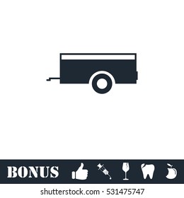 Car trailer icon flat. Vector illustration symbol and bonus pictogram