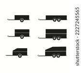 Car trailer icon set. Vector drawing. Vector illustration