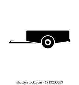 Car Trailer Icon. Side View. Black Silhouette. Vector Flat Graphic Illustration. The Isolated Object On A White Background. Isolate.