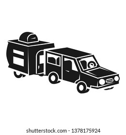 Car with trailer icon. Simple illustration of car with trailer vector icon for web design isolated on white background